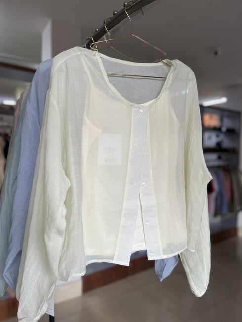 Summer Comfy See Through Shirts With Tank Tops Sets